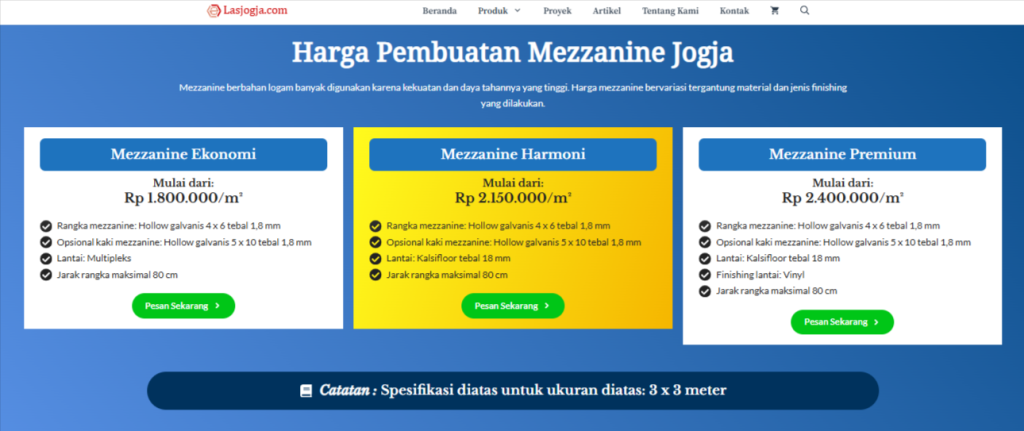 Harga pembuatan mezzanine di Jogja